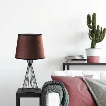 Lampa de masa, Opviq, 892OPV2495, Negru/Maro imagine