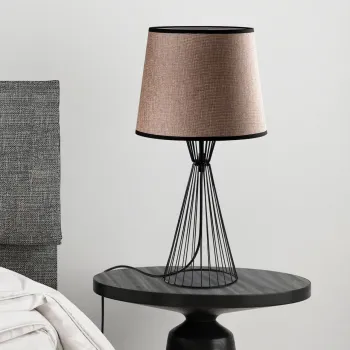 Lampa de masa, Opviq, 892OPV2496, Negru / Maro deschis imagine