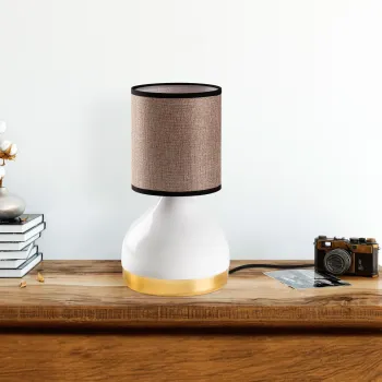 Lampa de masa, Opviq, 892OPV2548, Alb/Maro deschis imagine