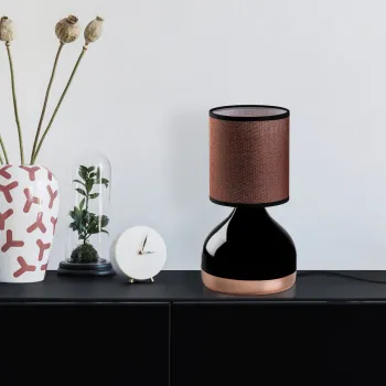 Lampa de masa, Opviq, 892OPV2554, Negru/Maro imagine