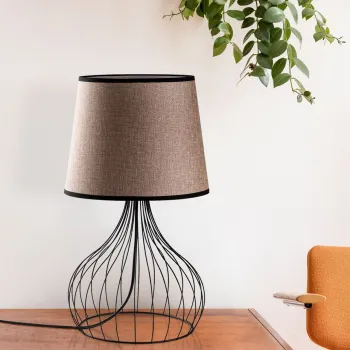 Lampa de masa, Opviq, 892OPV2570, Negru / Maro deschis imagine