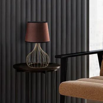 Lampa de masa, Opviq, 892OPV2573, Auriu/Maro imagine