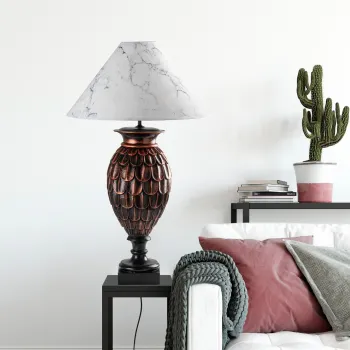 Lampa de masa, Opviq, 897TNL1107, Maro/Alb imagine