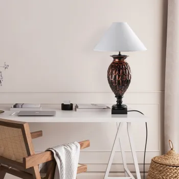 Lampa de masa, Opviq, 897TNL1110, Maro/Alb imagine