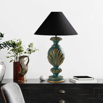 Lampa de masa, Opviq, 897TNL1111, Verde/Negru imagine