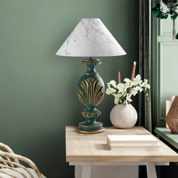 Lampa de masa, Opviq, 897TNL1112, Verde/Alb imagine