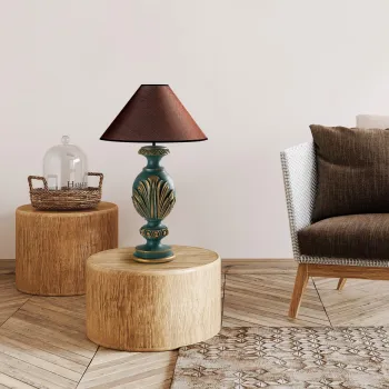 Lampa de masa, Opviq, 897TNL1113, Verde/Maro imagine