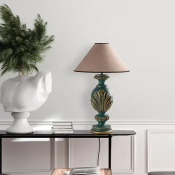 Lampa de masa, Opviq, 897TNL1114, Verde / Maro deschis imagine