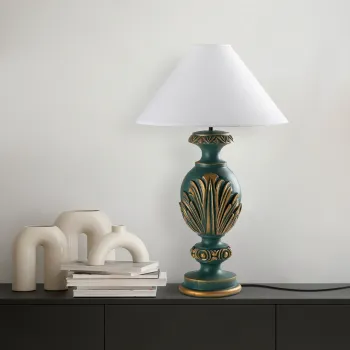 Lampa de masa, Opviq, 897TNL1115, Verde/Alb imagine