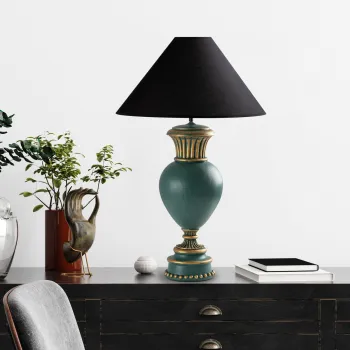 Lampa de masa, Opviq, 897TNL1116, Verde/Negru imagine