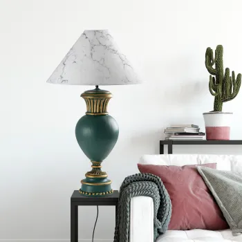 Lampa de masa, Opviq, 897TNL1117, Verde/Alb imagine