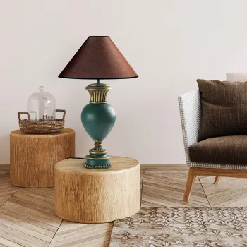 Lampa de masa, Opviq, 897TNL1118, Verde/Maro imagine