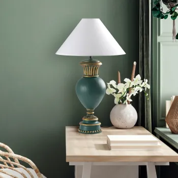 Lampa de masa, Opviq, 897TNL1120, Verde/Alb imagine
