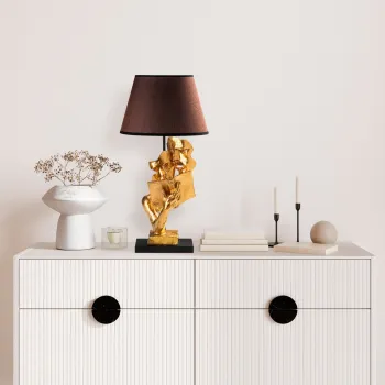 Lampa de masa, Opviq, 897TNL1127, Auriu/Maro imagine