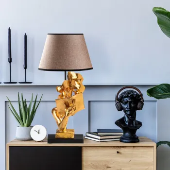 Lampa de masa, Opviq, 897TNL1128, Auriu / Maro deschis imagine