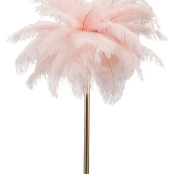 Lampa de masa Palm Pink, Mauro Ferretti, O40 x 55 cm, 2 x E14, 40W, fier, roz/auriu imagine