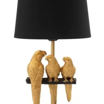 Lampa de masa Parrots, Mauro Ferretti, 1 x E27, 40W, O 20x39 cm, negru/auriu imagine