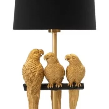 Lampa de masa Parrots, Mauro Ferretti, 1 x E27, 40W, O 30x62.5 cm, negru/auriu imagine
