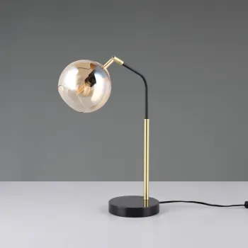 Lampa de masa Paxton, TRIO, 28x15x45 cm, 10W, 1x E14, metal, negru/auriu imagine