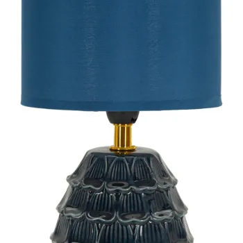 Lampa de masa Pigny, Mauro Ferretti, 1 x E14, 40W, 15x30.5 cm, ceramica/fier/textil, albastru imagine