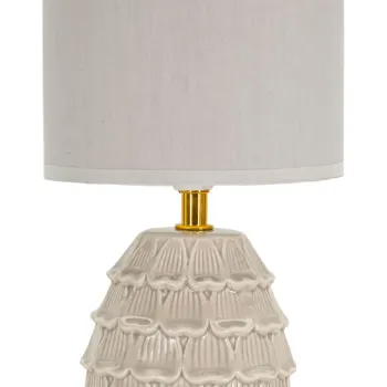 Lampa de masa Pigny, Mauro Ferretti, 1 x E14, 40W, 15x30.5 cm, ceramica/fier/textil, crem imagine