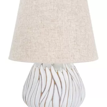 Lampa de masa, Polyresinhonduras, Mauro Ferretti, 1 x E27, 40W, O35 x 48 cm, polirasina/fier/textil, alb antic/maro imagine