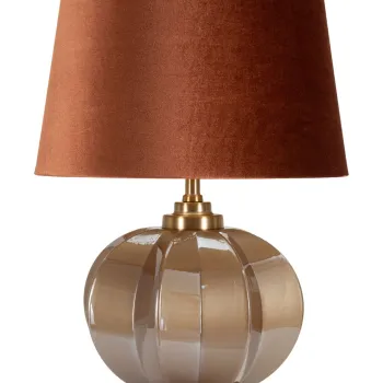 Lampa de masa Prague -H, Mauro Ferretti,  1 x E27, 40W, 40.5x57 cm, sticla/fier/textil, maro/auriu imagine