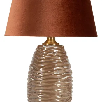 Lampa de masa Prague -W, Mauro Ferretti,  1 x E27, 40W, 45.5x79 cm, sticla/fier/textil, maro/auriu imagine