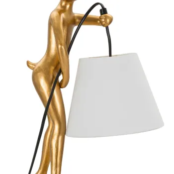 Lampa de masa Rabbit Stand, Mauro Ferretti, 1 x E14, 40W, 26x16x47 cm, polirasina/fier/textil, auriu/alb imagine