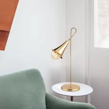 Lampa de masa, Sarmal - 3071, Opviq, 18 x 30 x 57 cm, 1 x E27, 40W, auriu imagine