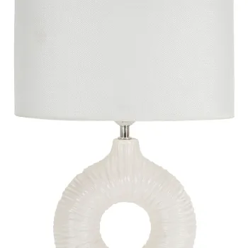 Lampa de masa Seta, Mauro Ferretti, 1 x E14, 40W, 28.5x15x43 cm, ceramica/fier/textil, alb imagine