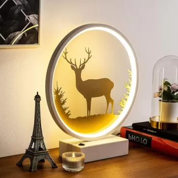 Lampa de masa, Shadow, 526SHD1145, Metal, Alb/Auriu imagine