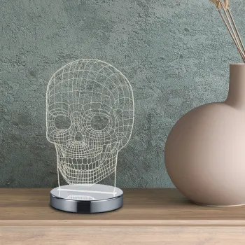 Lampa de masa Skull, RL, 14.5x12x21.5 cm, 7W, 1x SMD, metal, argintiu imagine