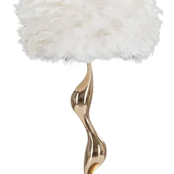 Lampa de masa Slim, Mauro Ferretti, 1 x E27, 40W, 40x63 cm, fier/textil, auriu/alb imagine