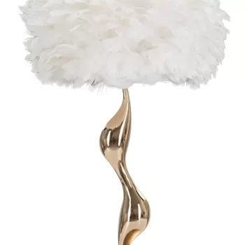 Lampa de masa Slim, Mauro Ferretti, O40 x 63 cm, 1 x E27, 40W, fier/textil, auriu/alb imagine