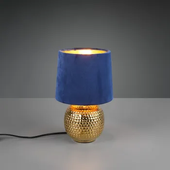 Lampa de masa Sophia, RL, 16x26 cm, 40W, 1x E14, ceramica, auriu/albastru imagine