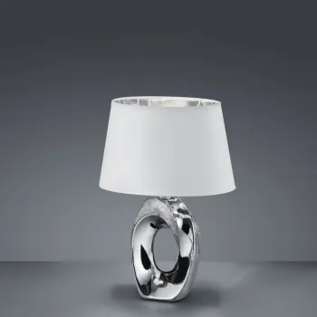 Lampa de masa Taba, RL, 23x16x33 cm, 40W, 1x E14, ceramica, argintiu/alb imagine