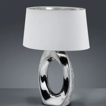 Lampa de masa Taba, RL, 38x24x52 cm, 60W, 1x E27, ceramica, argintiu/alb imagine
