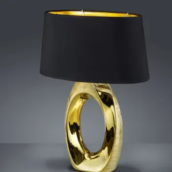Lampa de masa Taba, RL, 38x24x52 cm, 60W, 1x E27, ceramica, auriu/negru imagine