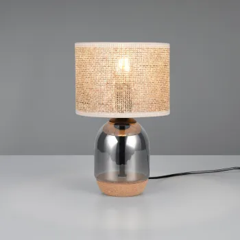 Lampa de masa Tara, TRIO, 20x32.7 cm, 10W, 1x E27, sticla, argintiu/bej imagine