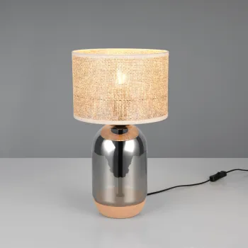 Lampa de masa Tara, TRIO, 25x43 cm, 10W, 1x E27, sticla, argintiu/bej imagine