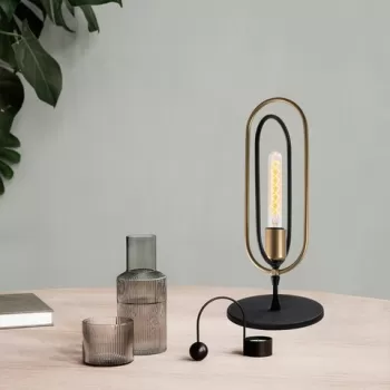 Lampa de masa, Tatum, 584TTM1701, Metal, Negru/Auriu imagine
