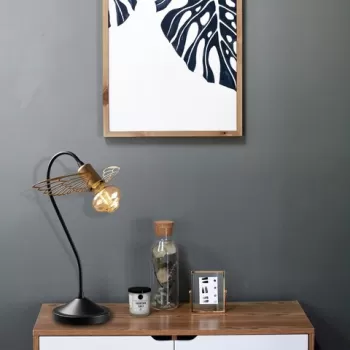 Lampa de masa, Tatum, 584TTM1702, Metal, Negru/Auriu imagine