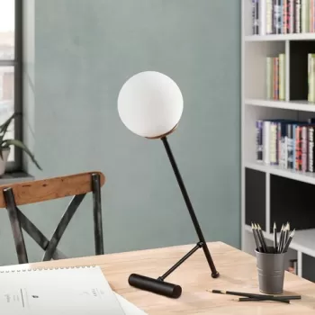 Lampa de masa, Tatum, 584TTM1716, Metal, Alb/Negru imagine