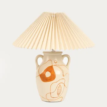 Lampa de masa Teto, Homla, 35.5x38 cm, 60W, 1x E27, ceramica/bumbac, bej imagine
