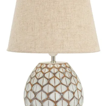 Lampa de masa Tibet, Mauro Ferretti,  1 x E27, 40W, 35x52 cm, polirasina/fier/textil, alb antic imagine