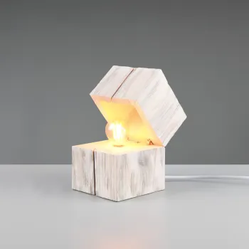Lampa de masa Treasure, TRIO, 12x12x16 cm, 2W, 1x E14, lemn, alb imagine