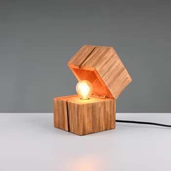 Lampa de masa Treasure, TRIO, 12x12x16 cm, 2W, 1x E14, lemn, natur imagine