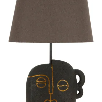 Lampa de masa Tribal -A, Mauro Ferretti, 1x E27, 40W, 30.5x46 cm, polirasina/fier/textil, maro/auriu imagine