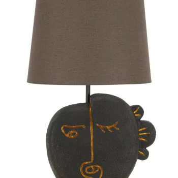 Lampa de masa Tribal -B, Mauro Ferretti, 1x E27, 40W, 27.5x39.5 cm, polirasina/fier/textil, maro/auriu imagine